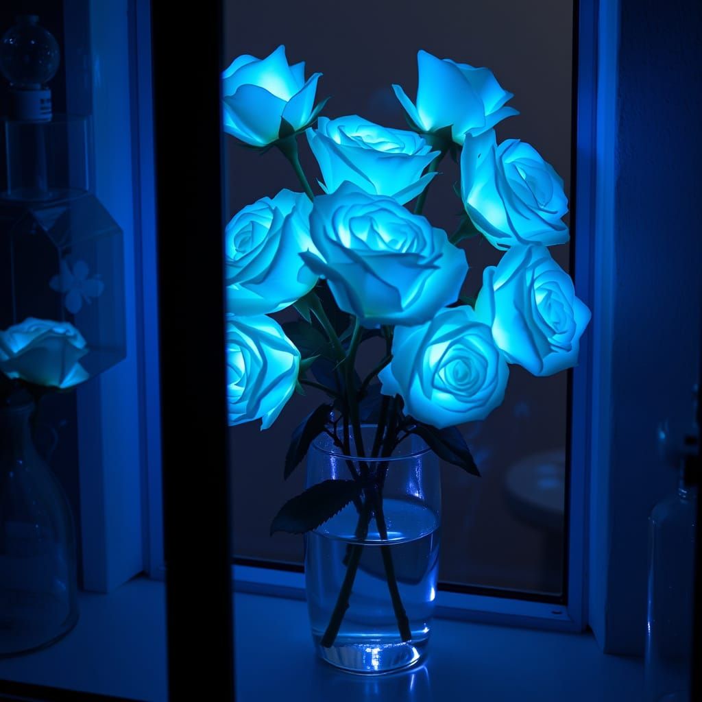 Bioluminescent Roses in a Lab Setting
