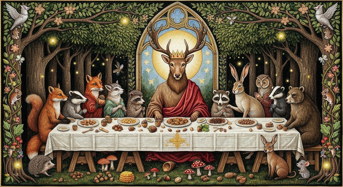 Forest Animals Recreate The Last Supper in Tapestry Art