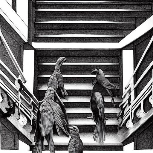 You find yourself standing at the foot of the stairs in the Escher print, . A single raven circles overhead,