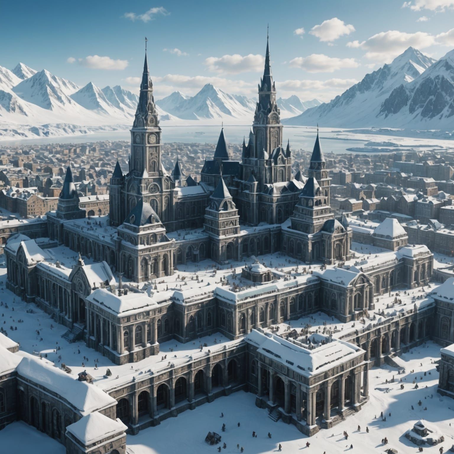 Epic Ancient Snow Empire City in the Arctic