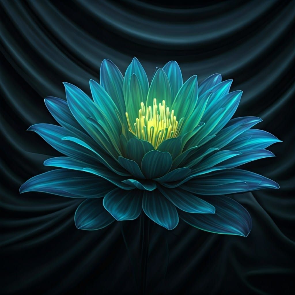 Bioluminescent Flower with Neon Light in Graffiti Art Style
