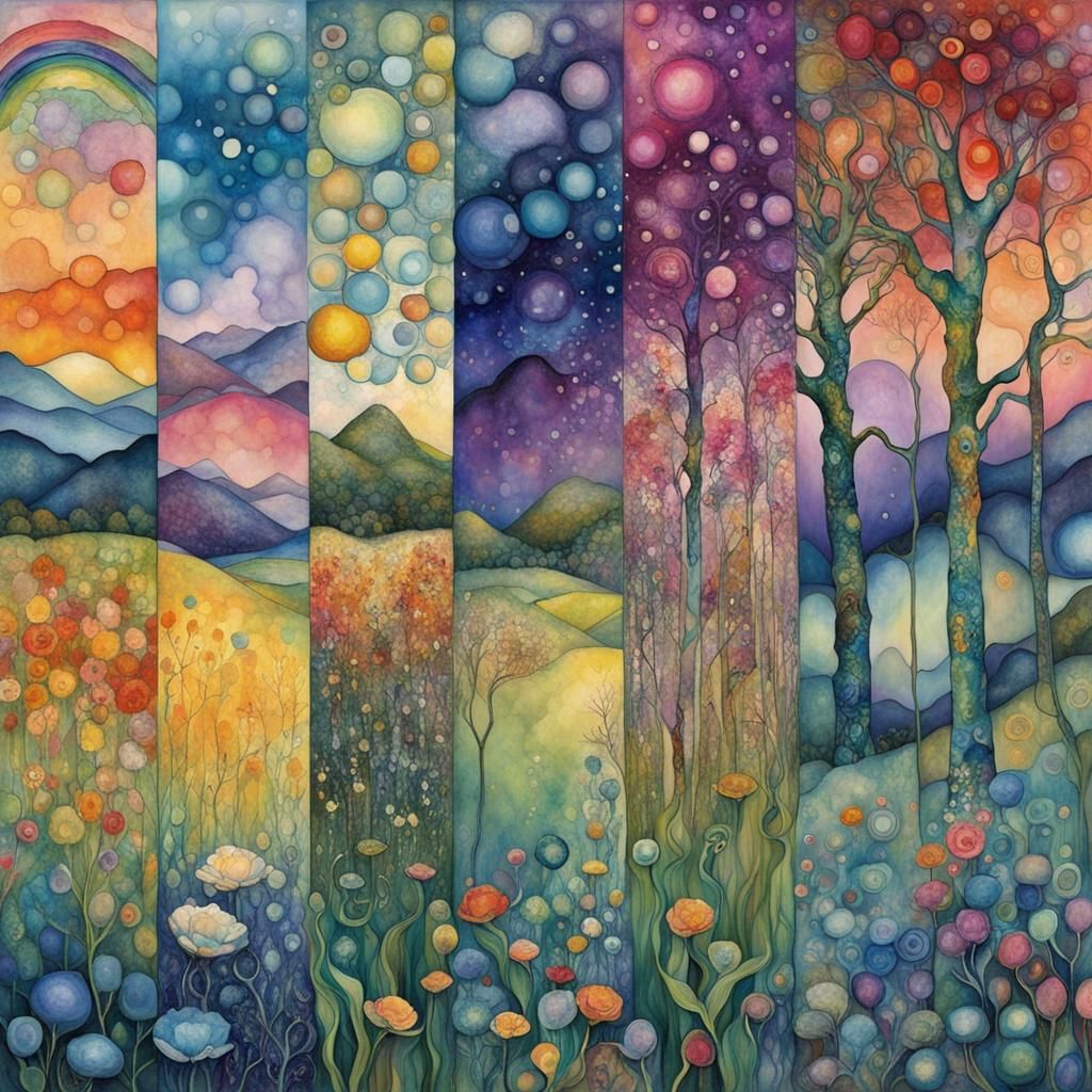 Rainbow Meadow in Post-Impressionist Style