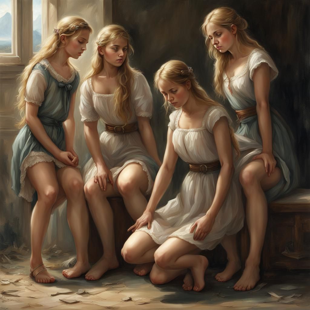 Four Girls in Detailed Digital Art Style