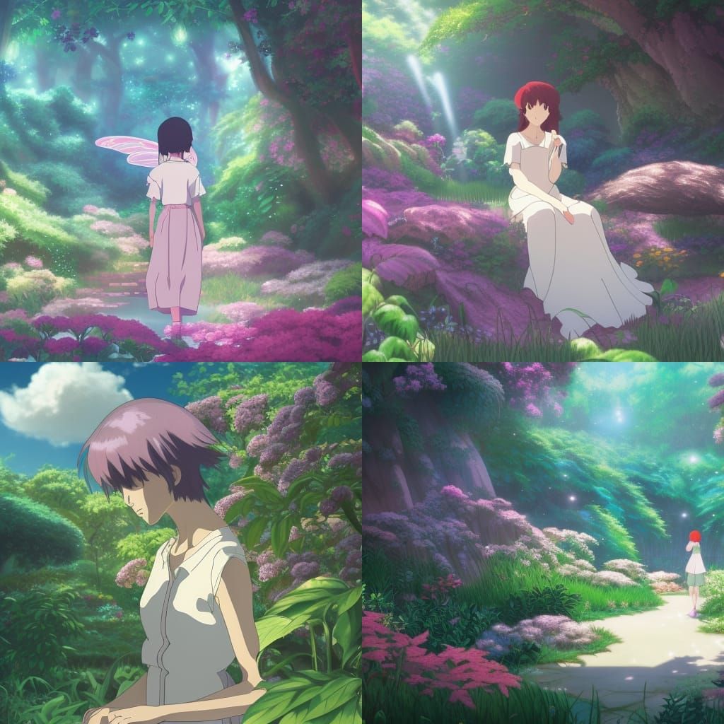 Fairy Garden: Anime Key Visual in Ghibli Style