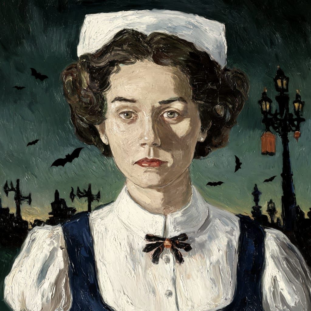 Surreal Nurse Dressed in Ominous Costume at Spooky New Orlea...