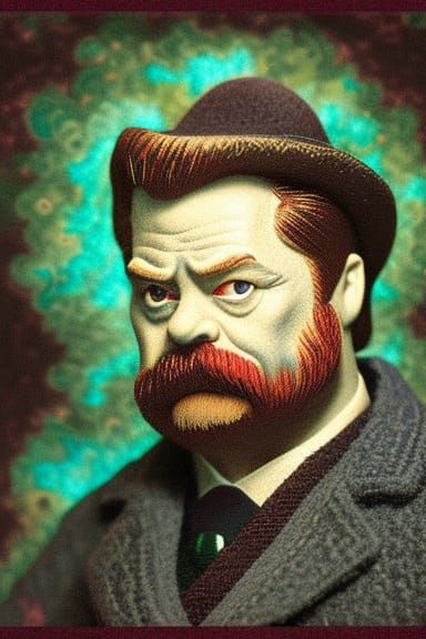 Ron Swanson Amish Portrait in Hyperrealistic Style