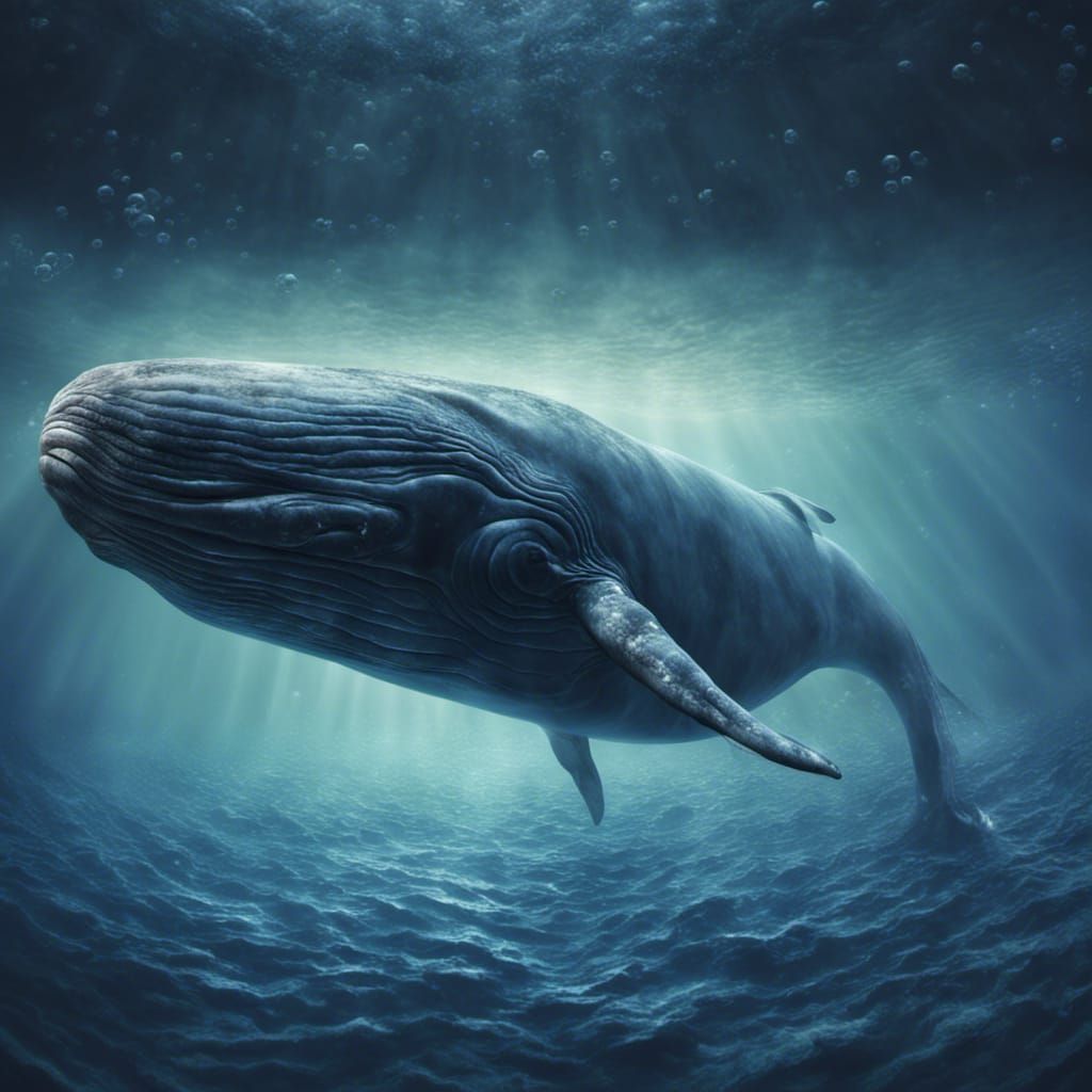 Blue Whale in Dark Ocean Depths