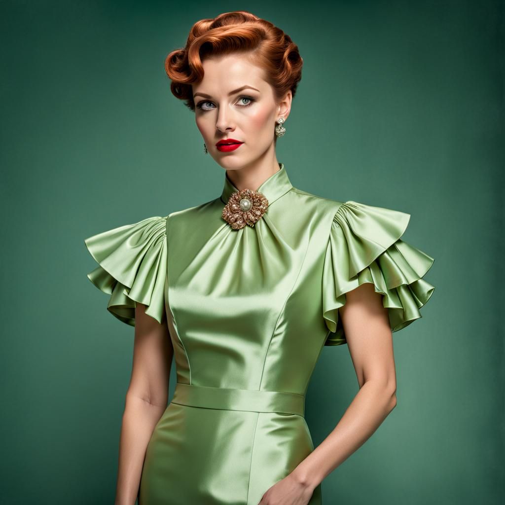 Woman in Vintage Gown: Hyperrealistic Digital Painting