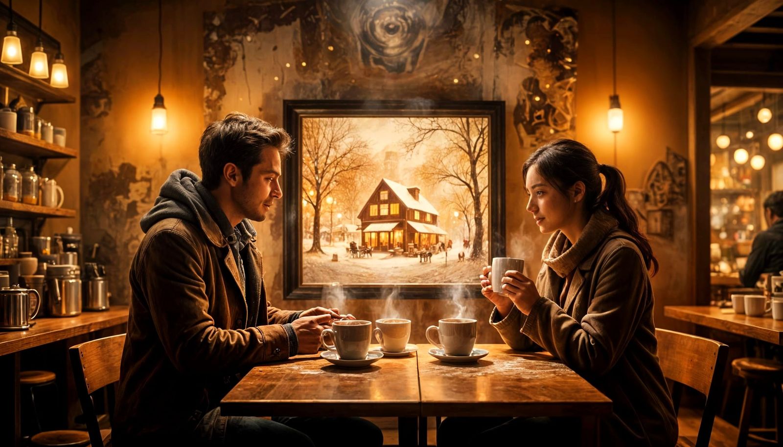 Romantic Christmas Date in a Cozy Coffee Shop