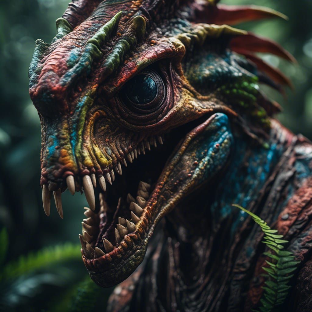 Hyperrealistic Portrait of an Alien Dinosaur
