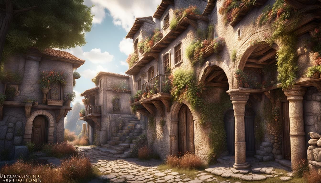 Roman/Medieval Houses in Detailed Matte Painting