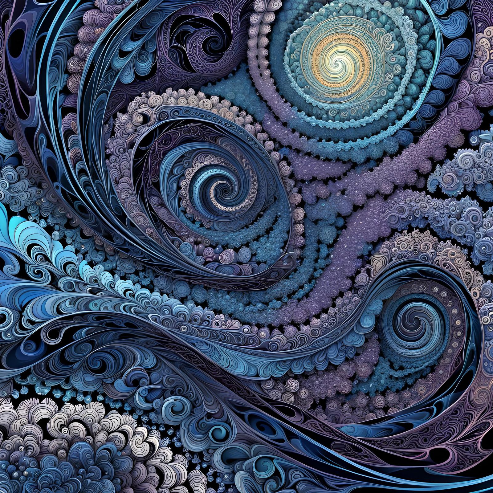 Abstract Fractal with Complementary Colors and 3D Shading