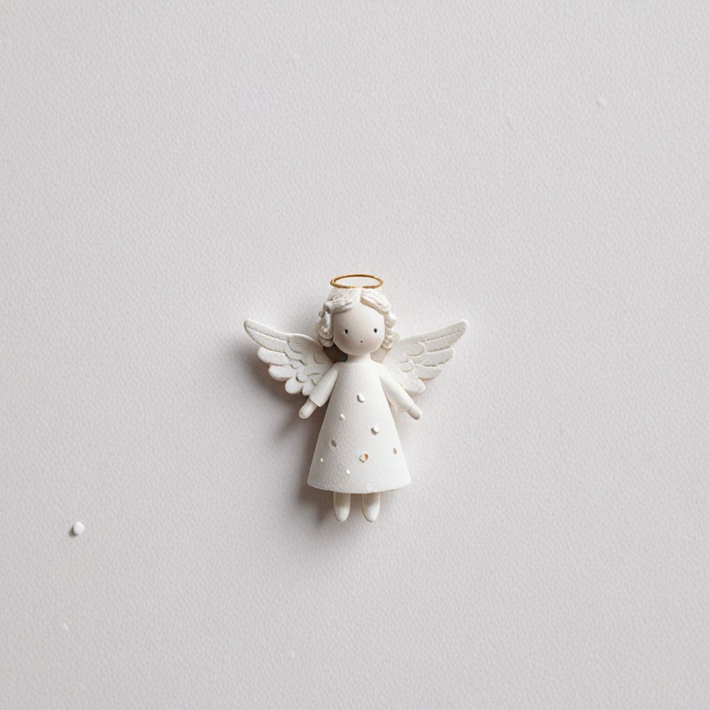 Angel on a Pale White Background in Minimalist Style