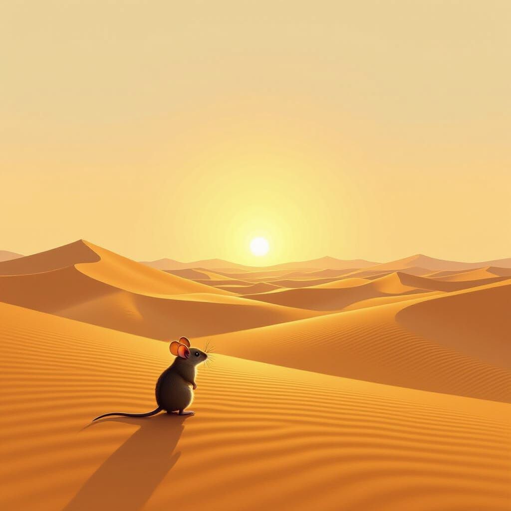 Mouse in Sahara Desert as Expressive Oil Painting