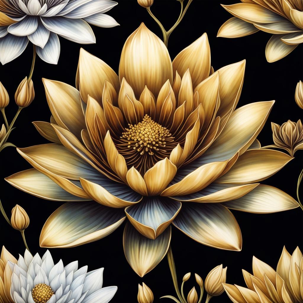 Golden Lotus Blossom in High Gothic Style