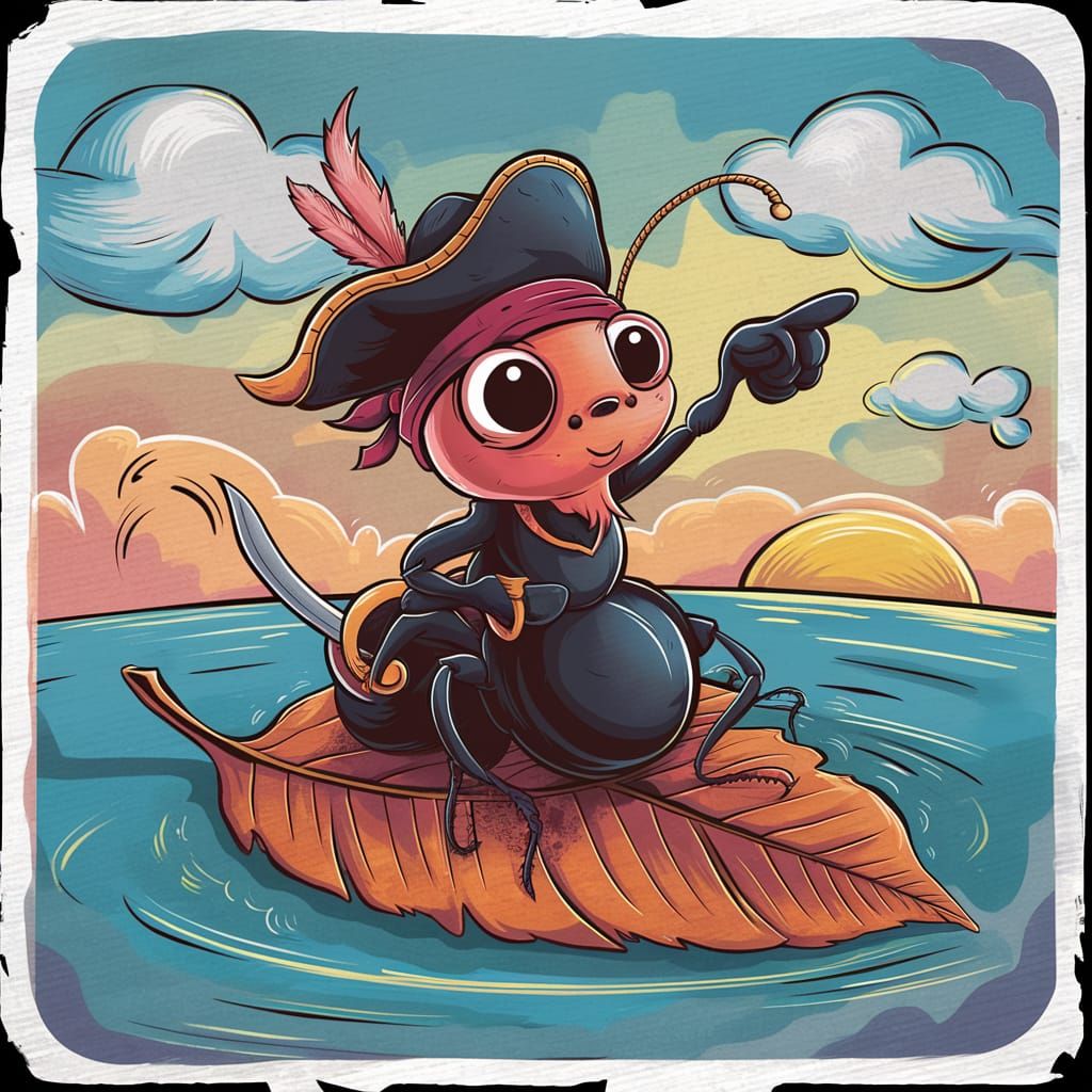 Pirate Ant Illustration in Mordillo Style