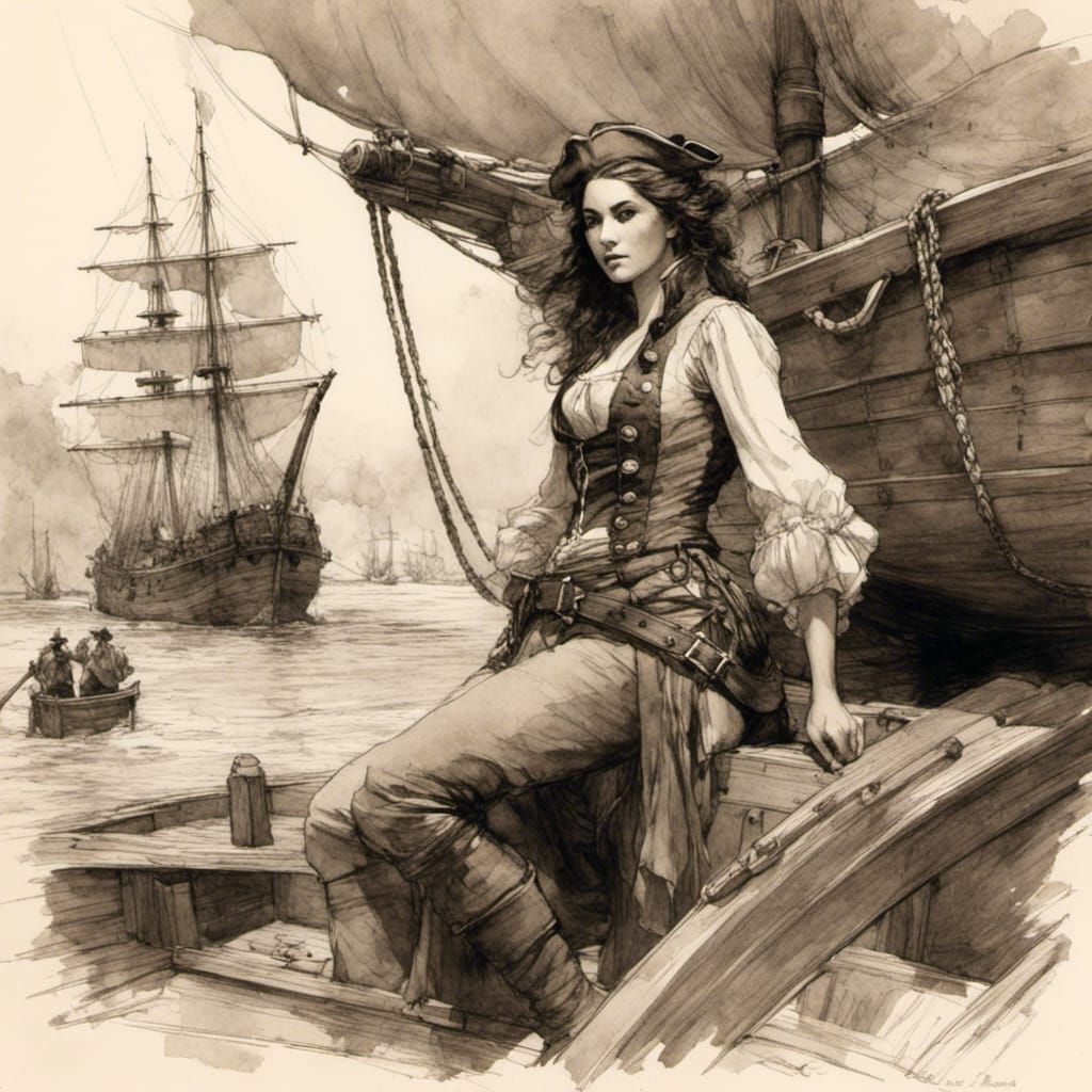 Female Pirate Captain: A Colorful Sketch