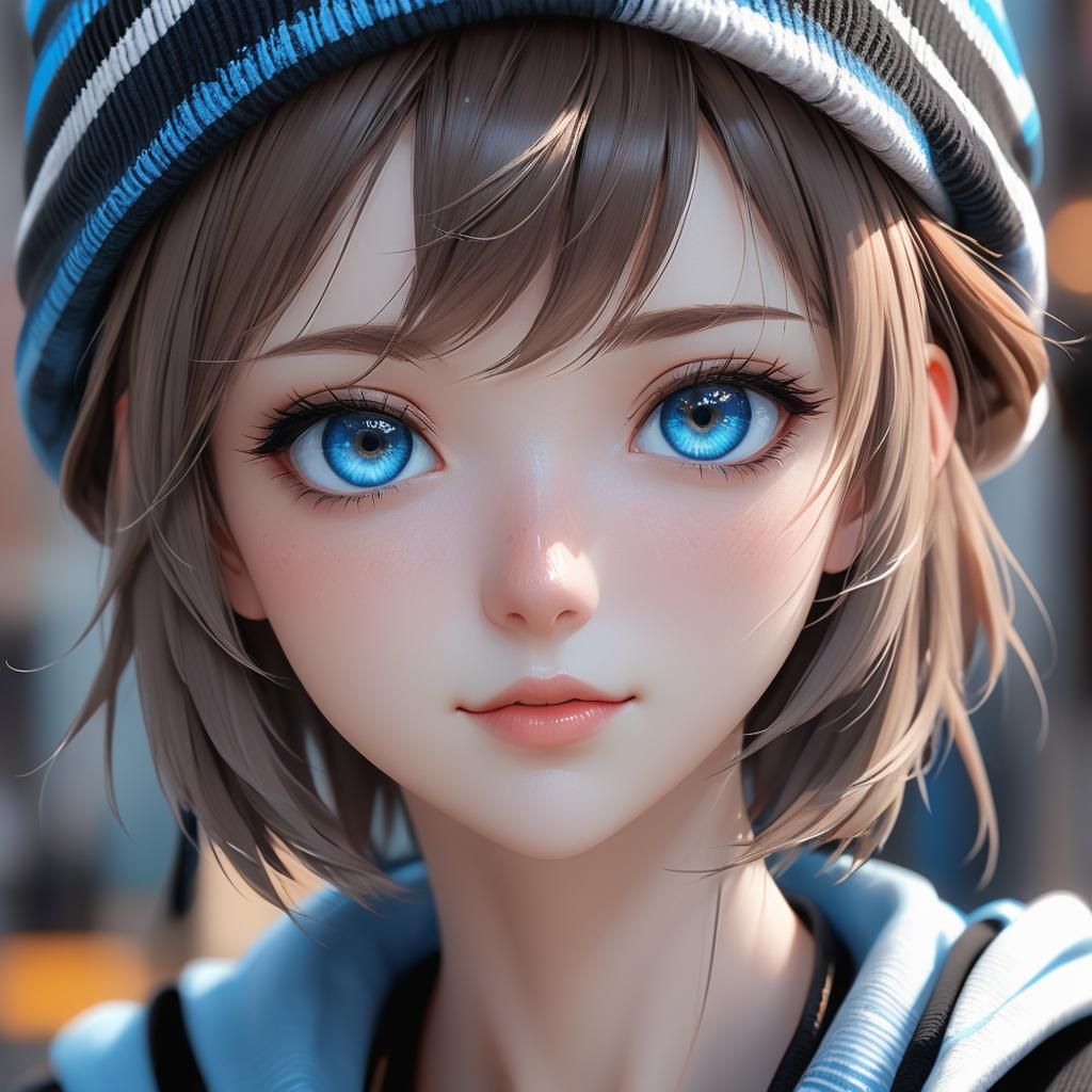 Anime Girl Portrait in Hyper-Realistic 3D