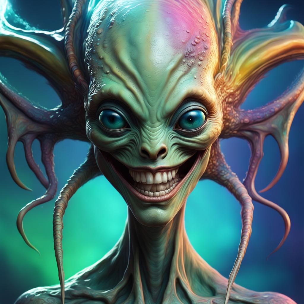 Hyperrealistic Alien Portrait with a Wonderful Smile