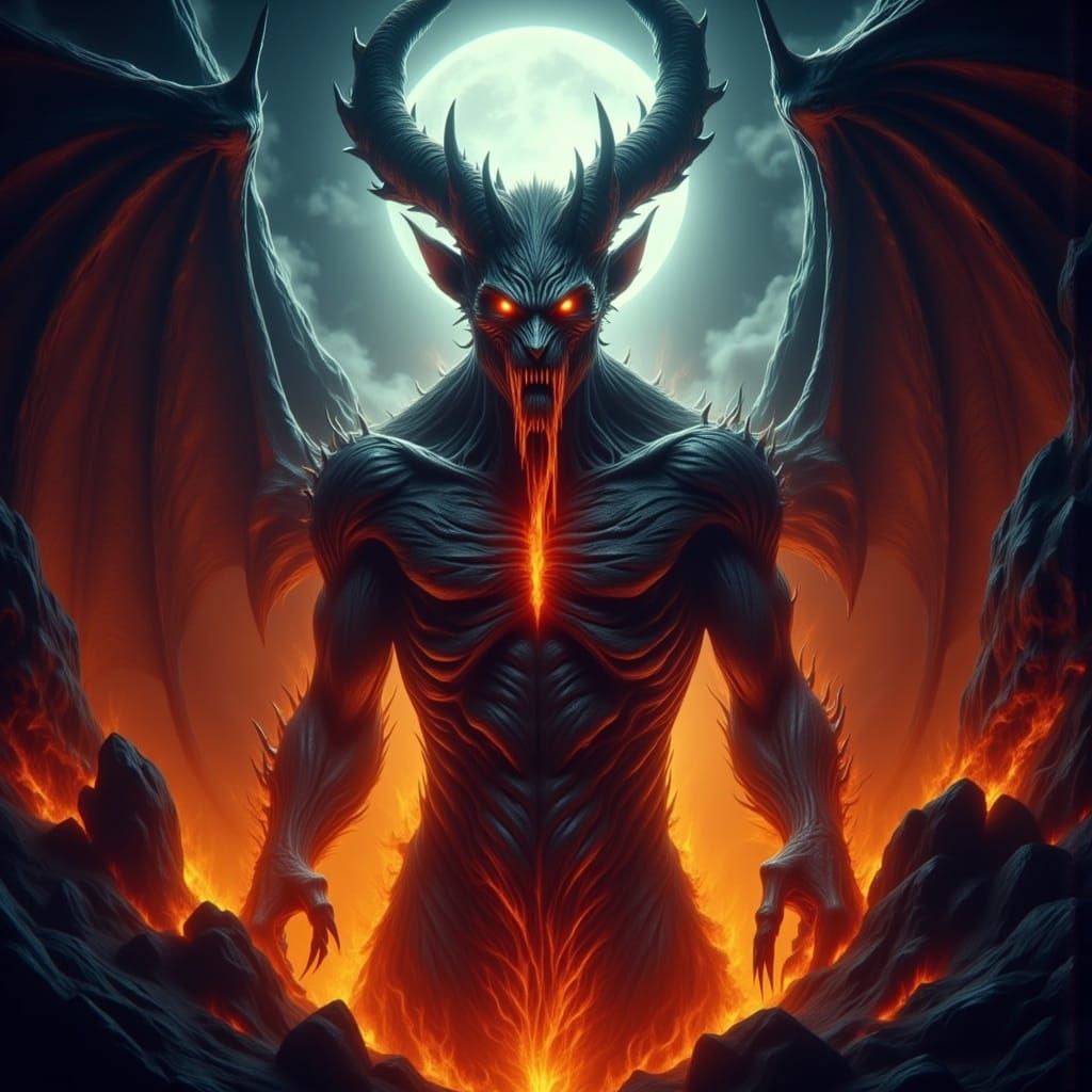 Lava Demon in Dark Surrealist Style