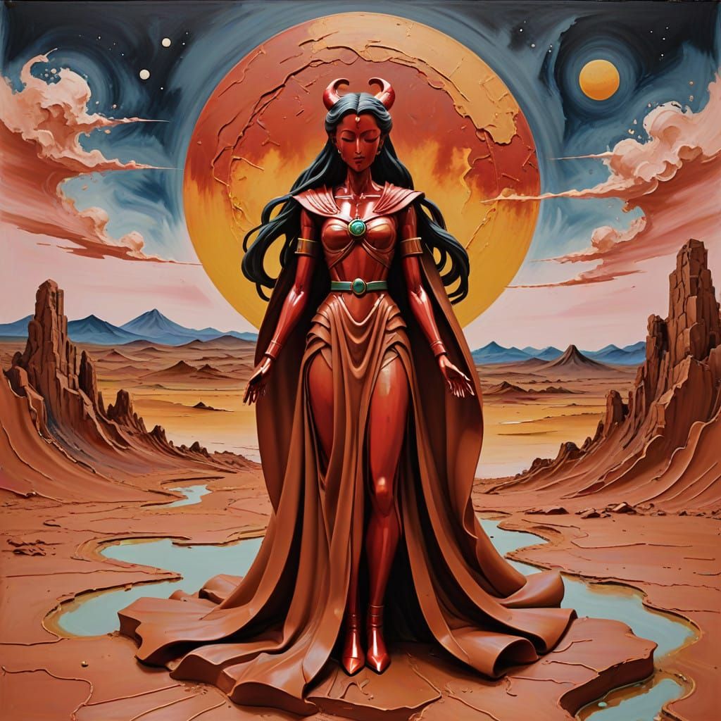 Rustic Sailor Moon in a Surreal Terracotta Dreamscape