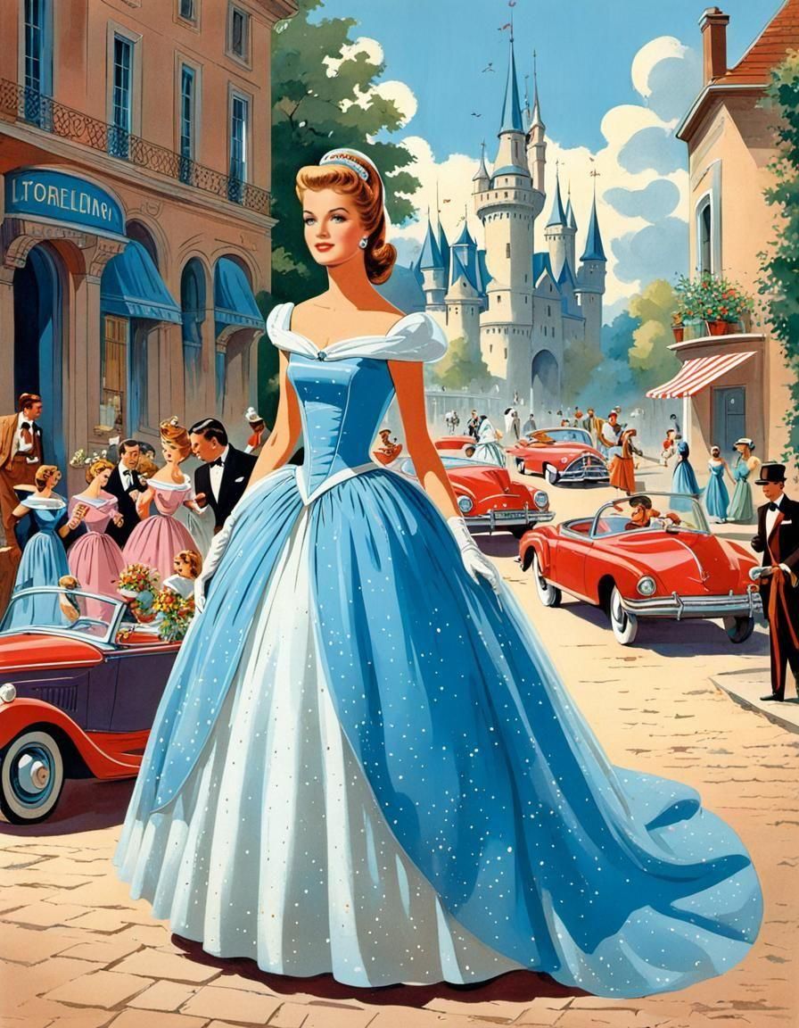 Cinderella in a 1960s Illustration Style