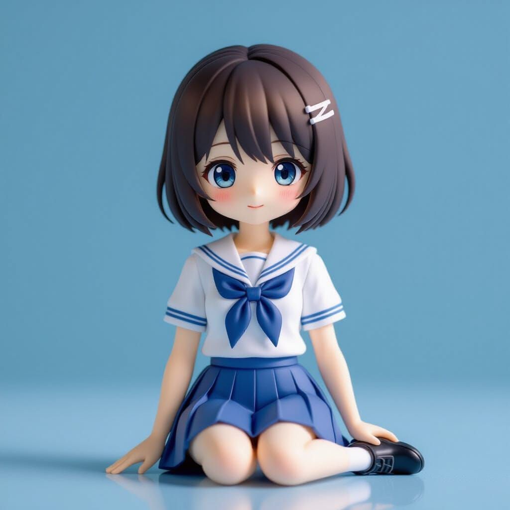 Cute Figurine of Girl in Japanese School Uniform