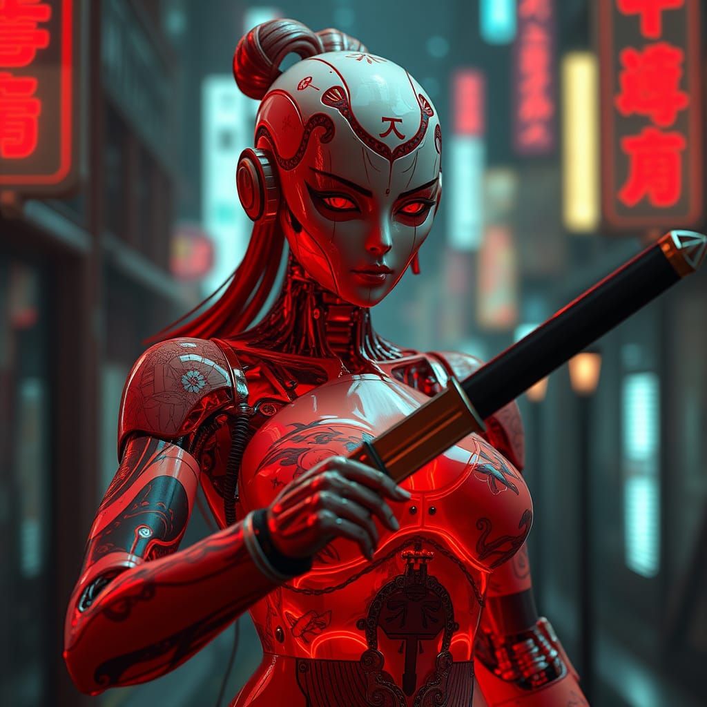 Yakuza Robot: Porcelain and Translucent Plastic Cyberpunk