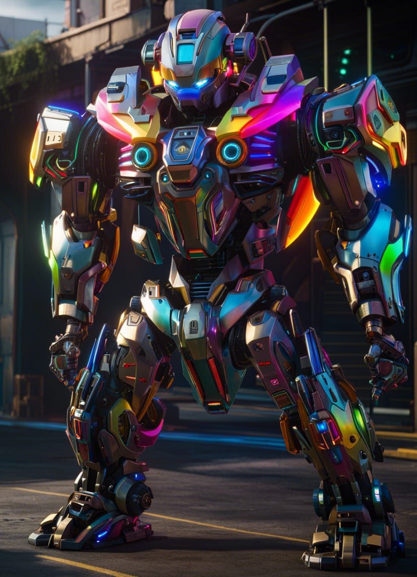 Rainbow Mecha Robot in Unreal Engine 5