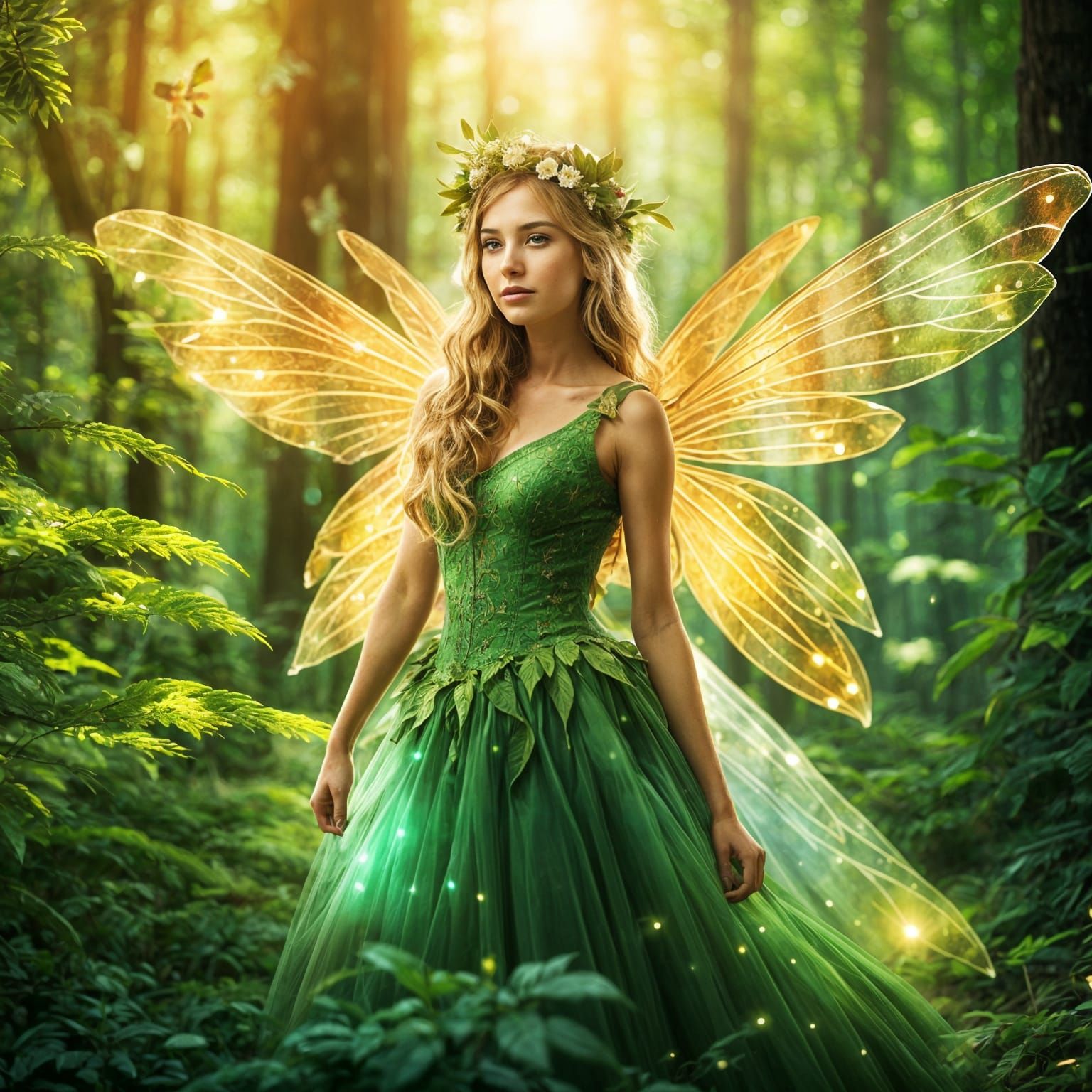 Fairy in a Lush Fantasy Forest