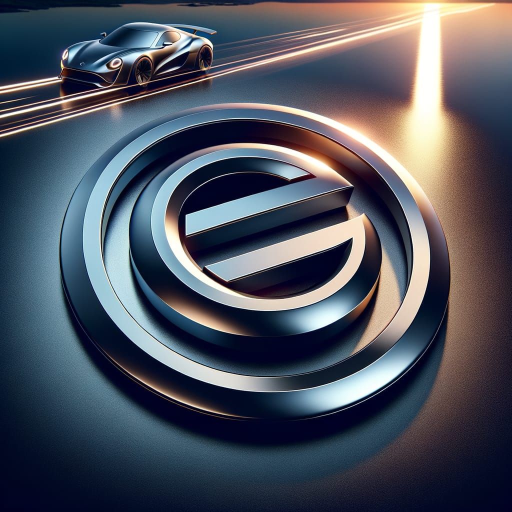 Minimalist Automotive Logo with Geometric Shapes and Metalli...