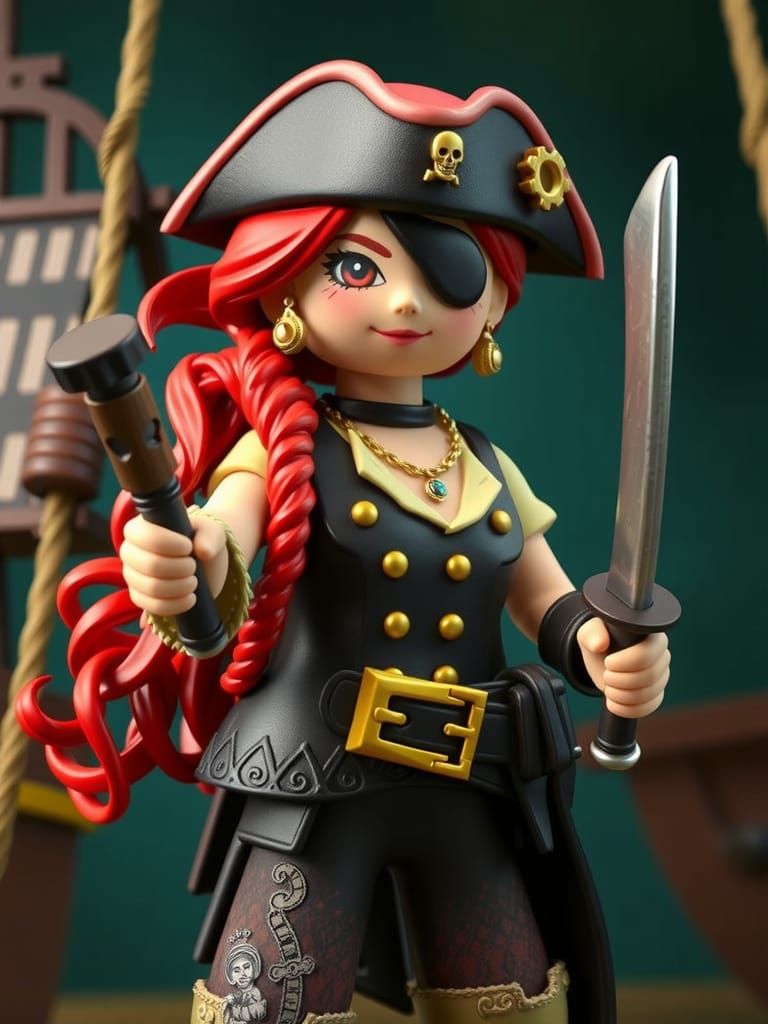 Steampunk Pirate Queen in Playmobil Style