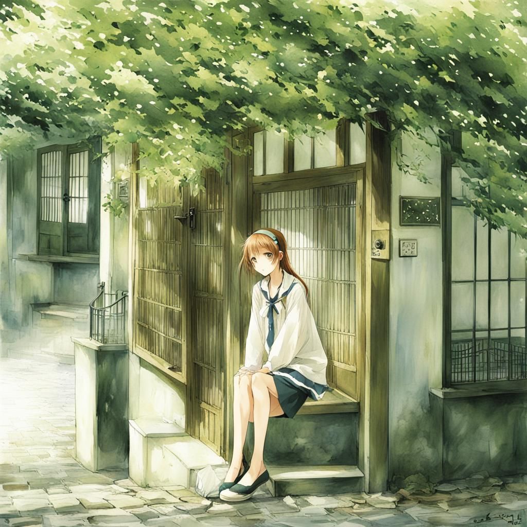 Anime Girl in Manga Key Visual Style