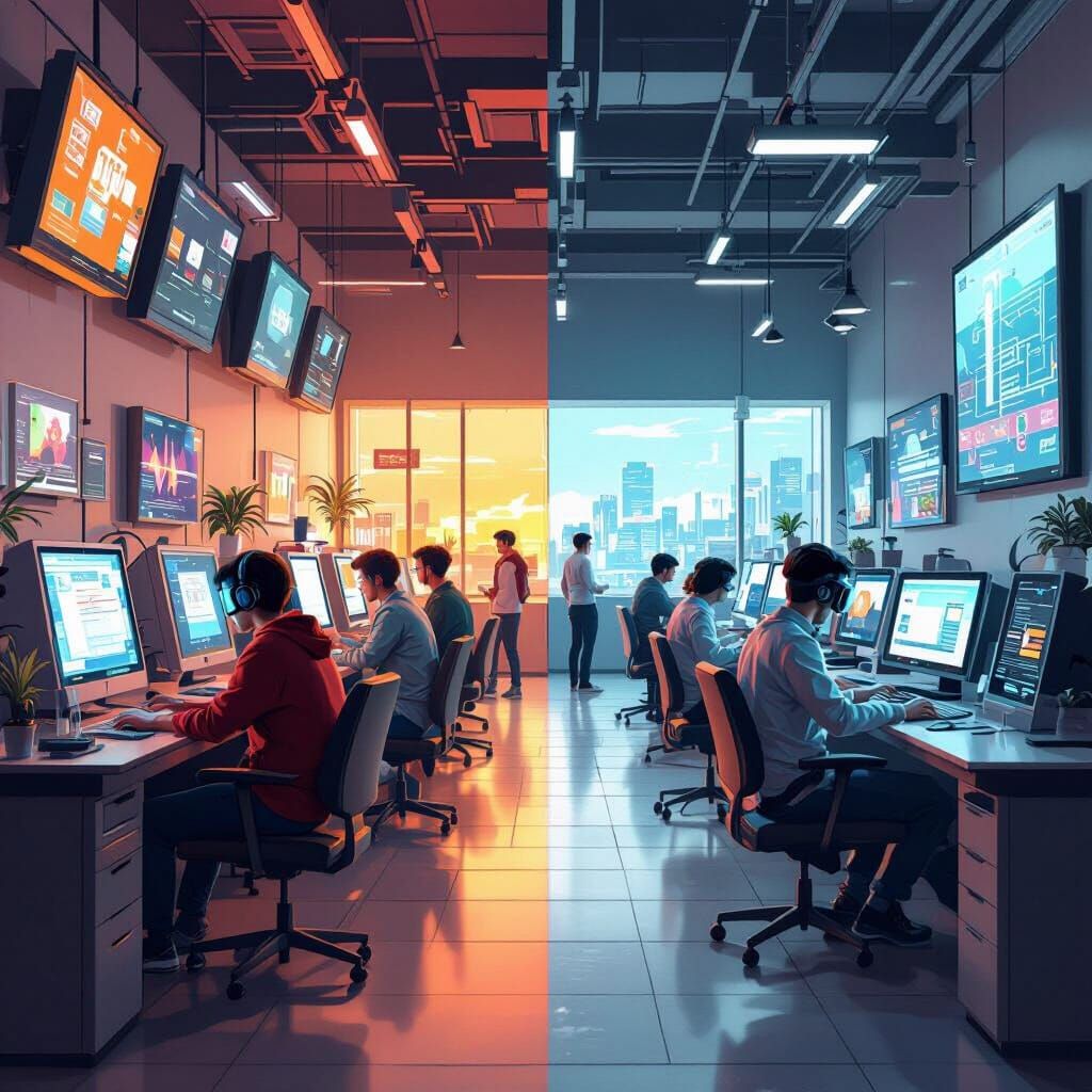 Nostalgic Internet Cafe Meets Futuristic AI: A Digital Paint...