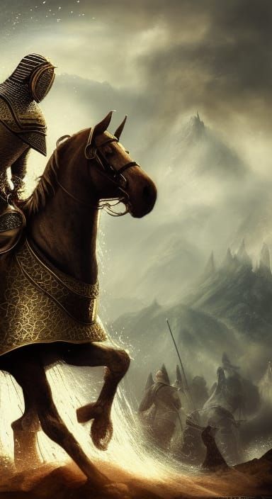Medieval Knight on Horse in Hyperrealistic Style