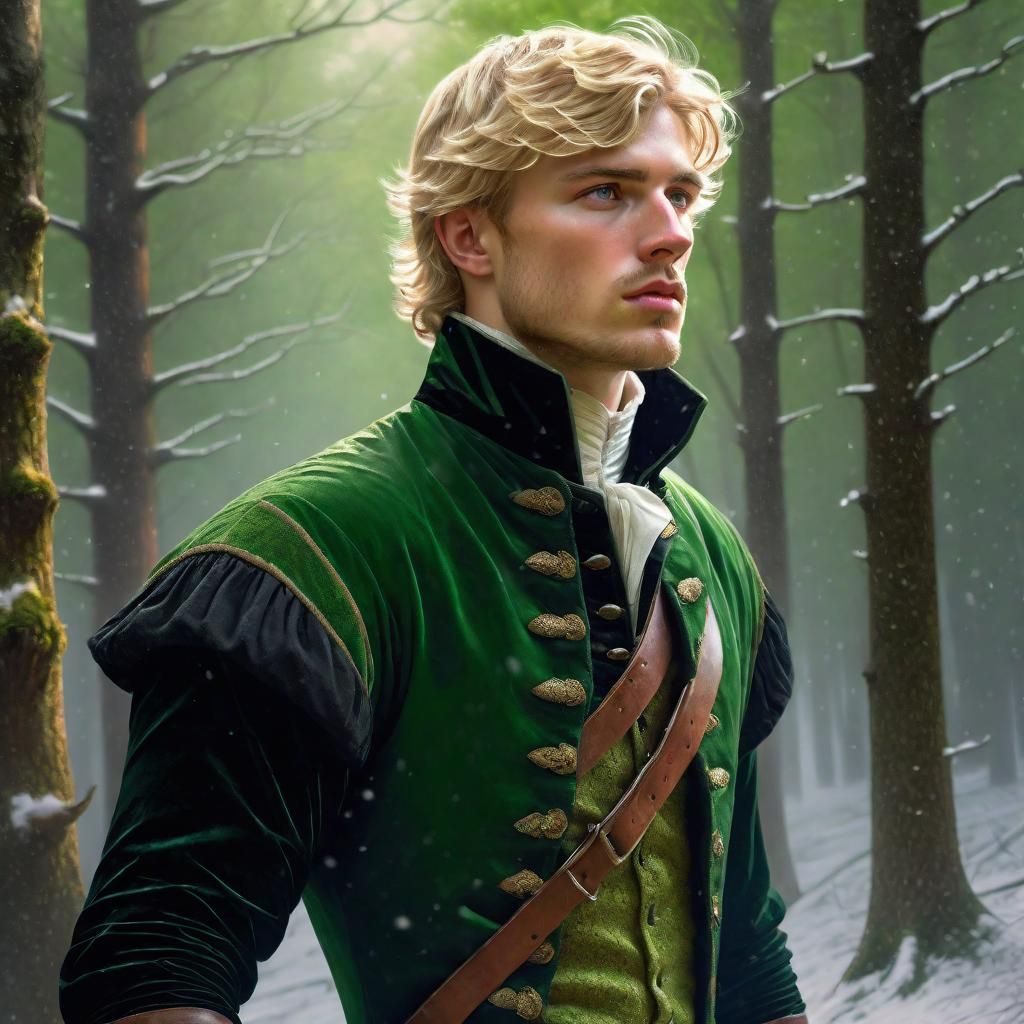 Epic Fantasy Portrait of Athletic Man in Snowy Forest
