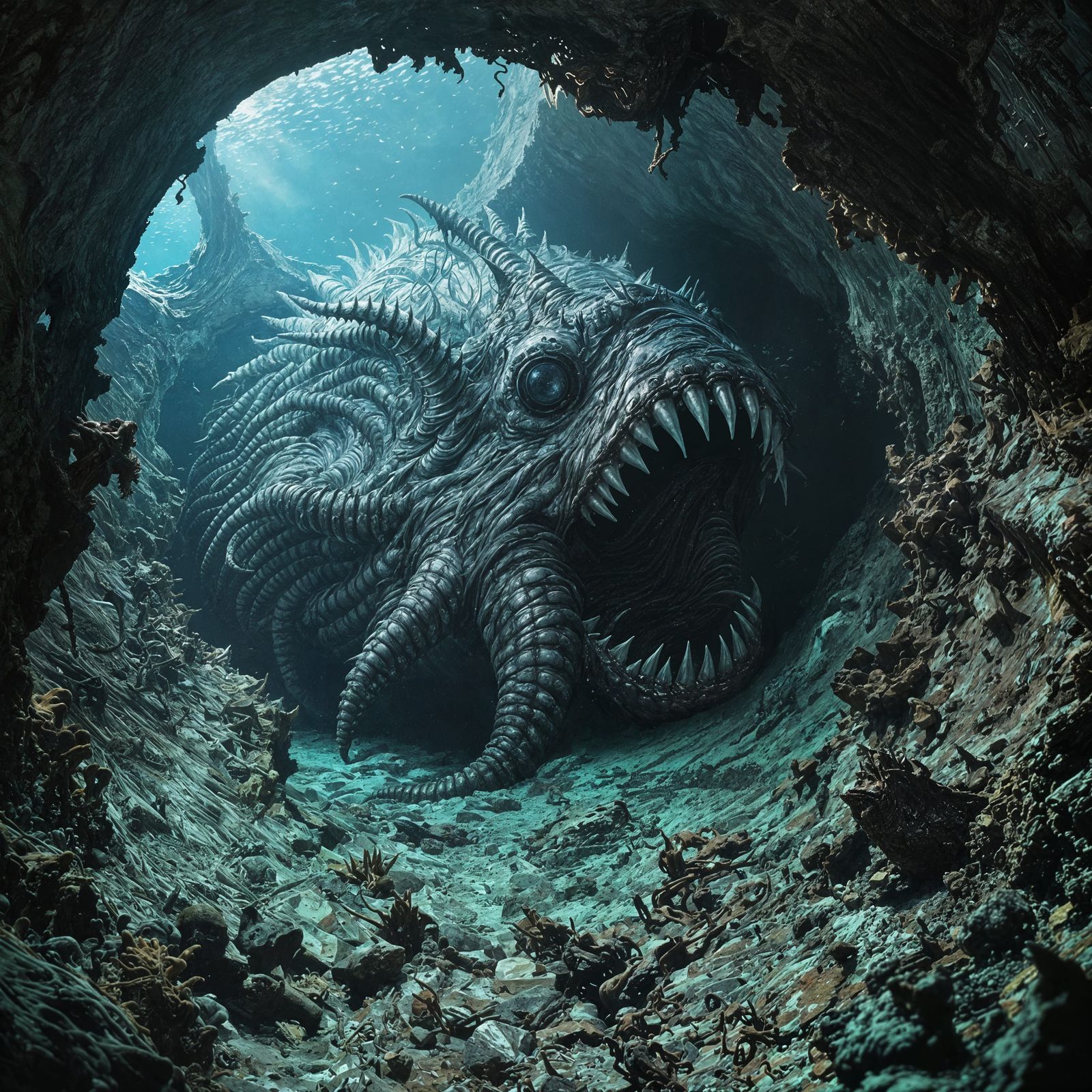 Monstrous Deep Sea Creature in Sunken Shipwreck