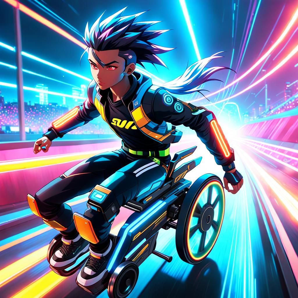 Cyberpunk Athlete's Sonic Boom: Anime Concept Art