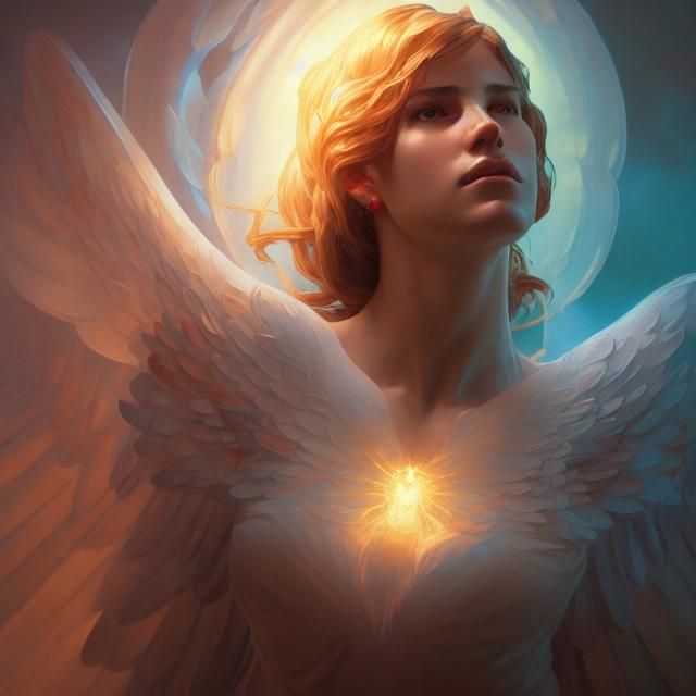 Detailed Angel of Life Portrait in Art Nouveau Style