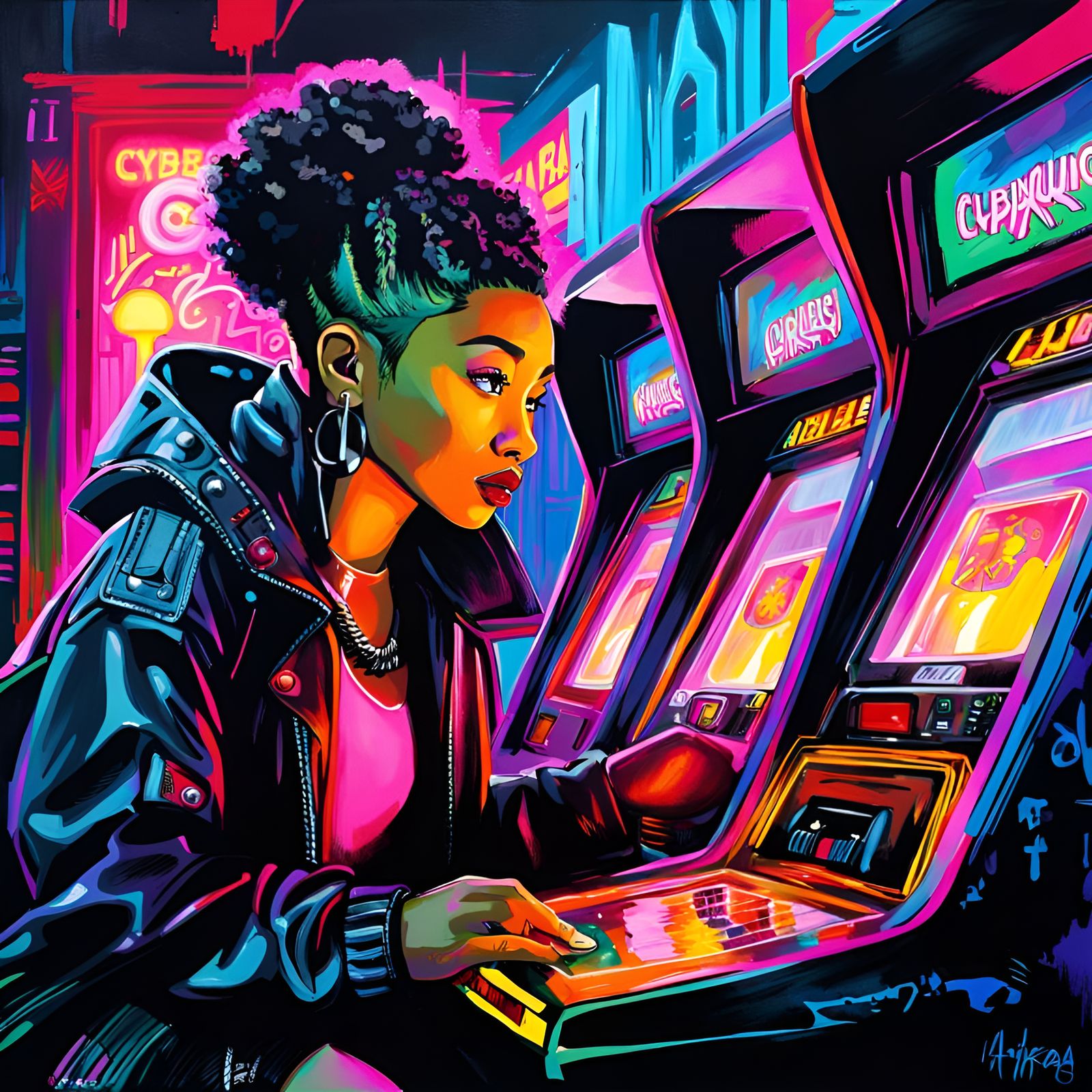 Cybergoth Amandla Stenberg Cyberpunk Arcade Scene