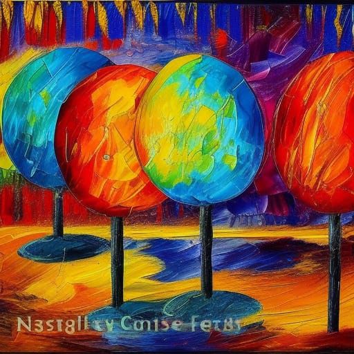 Surreal Freak Show in Expressionist Impasto Style