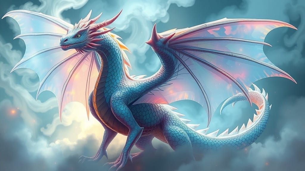 Majestic Crystal Dragon in Dreamlike Fantasy Style