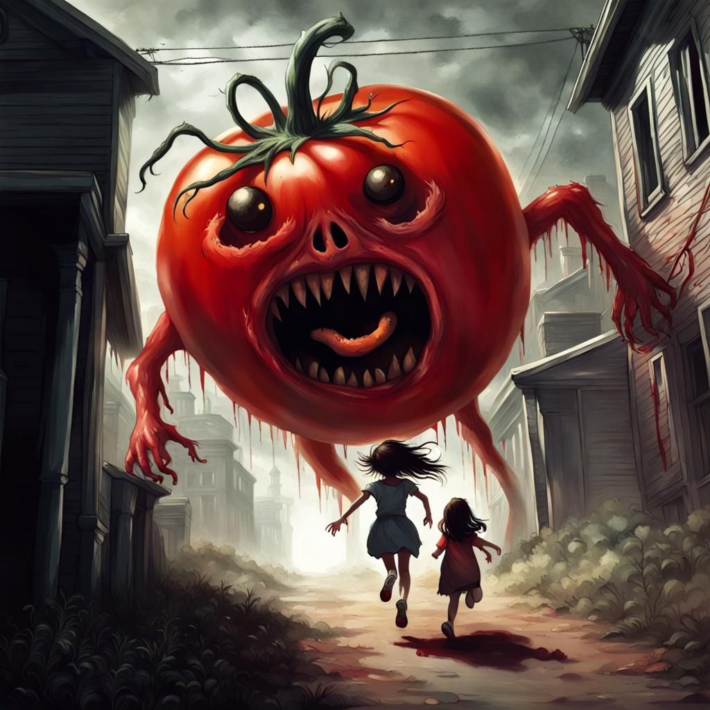 Undead Tomato Monster Chasing Girl