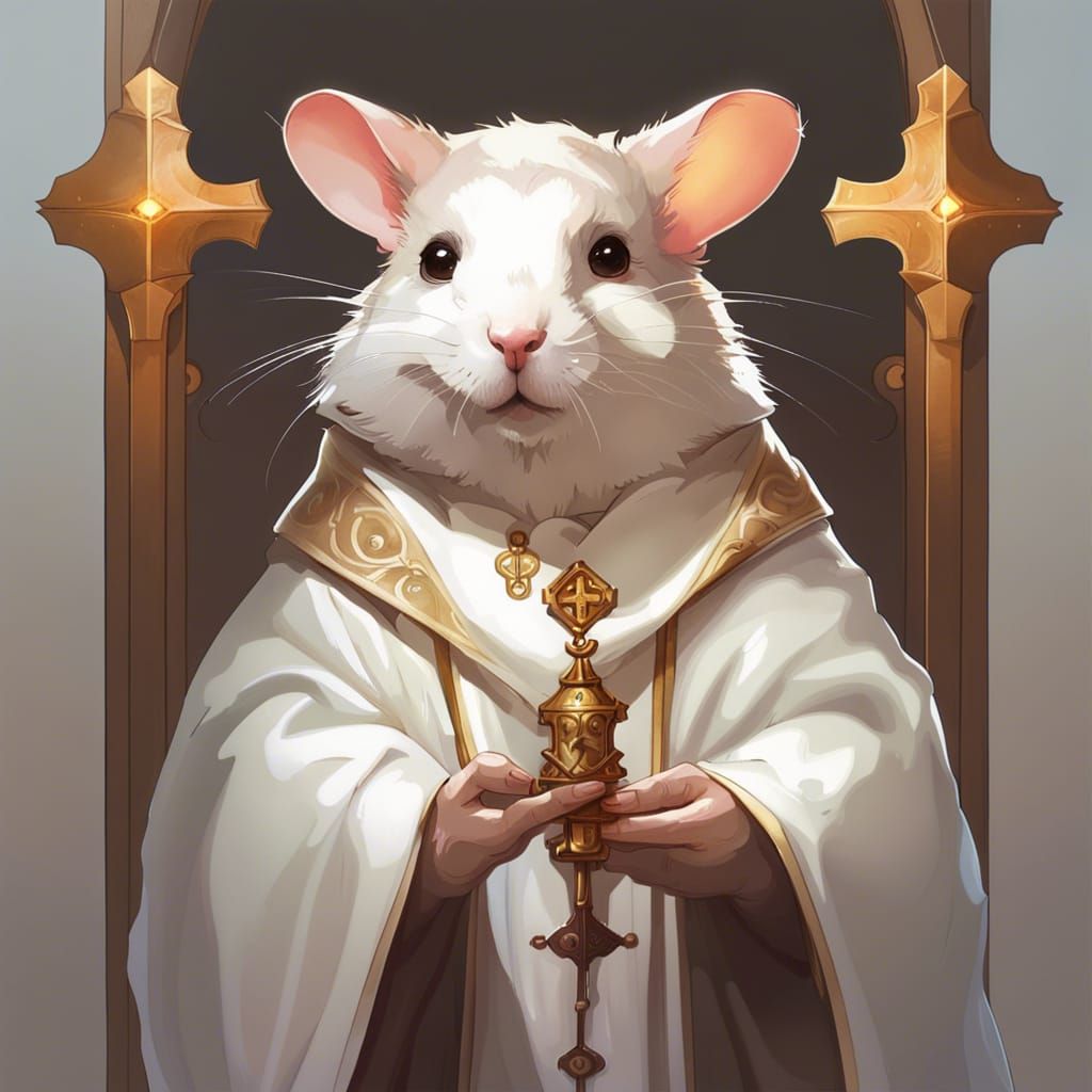 Hamster Cleric Portrait in Hyperdetailed Style