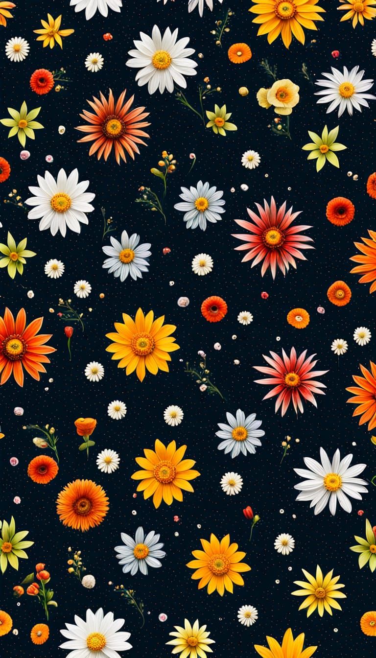 Flowers Floating in Space: A Digital Art Piece