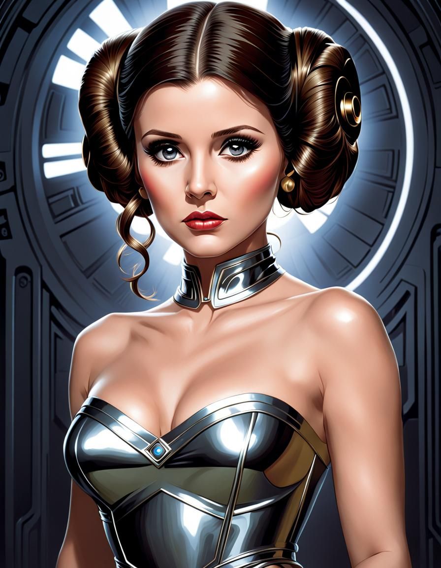 Stunning Princess Leia in Metal Dress, Artgerm Style