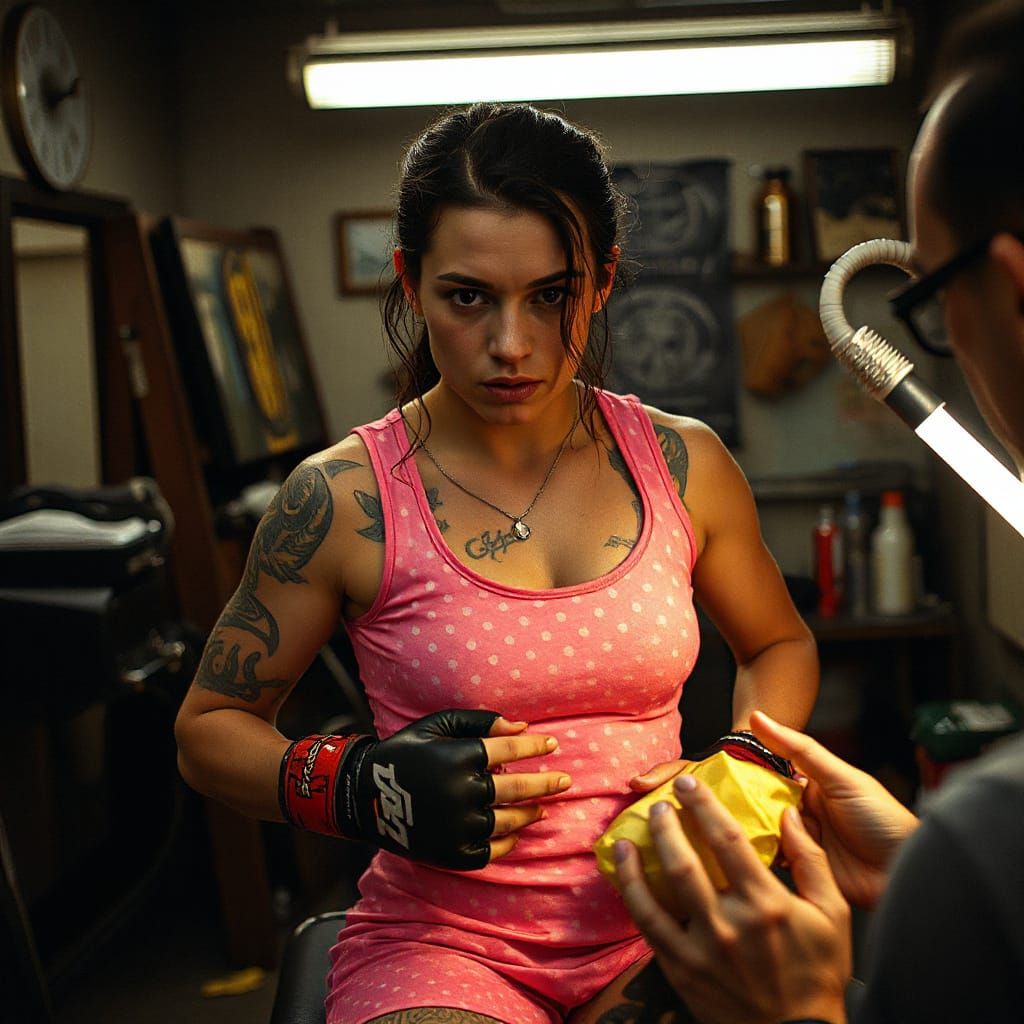 MMA Fighter Gets Tattooed in Gritty Cinematic Style