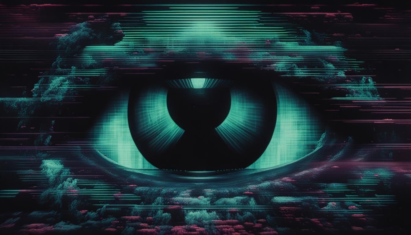 Demonic Close-Up in Analog Horror VHS Glitch Style