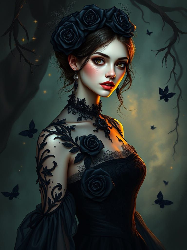 Ethereal Gothic Goddess in Dark Elegance