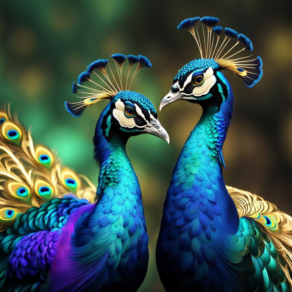 Fractal Peacock Elegance in Liquid Gold